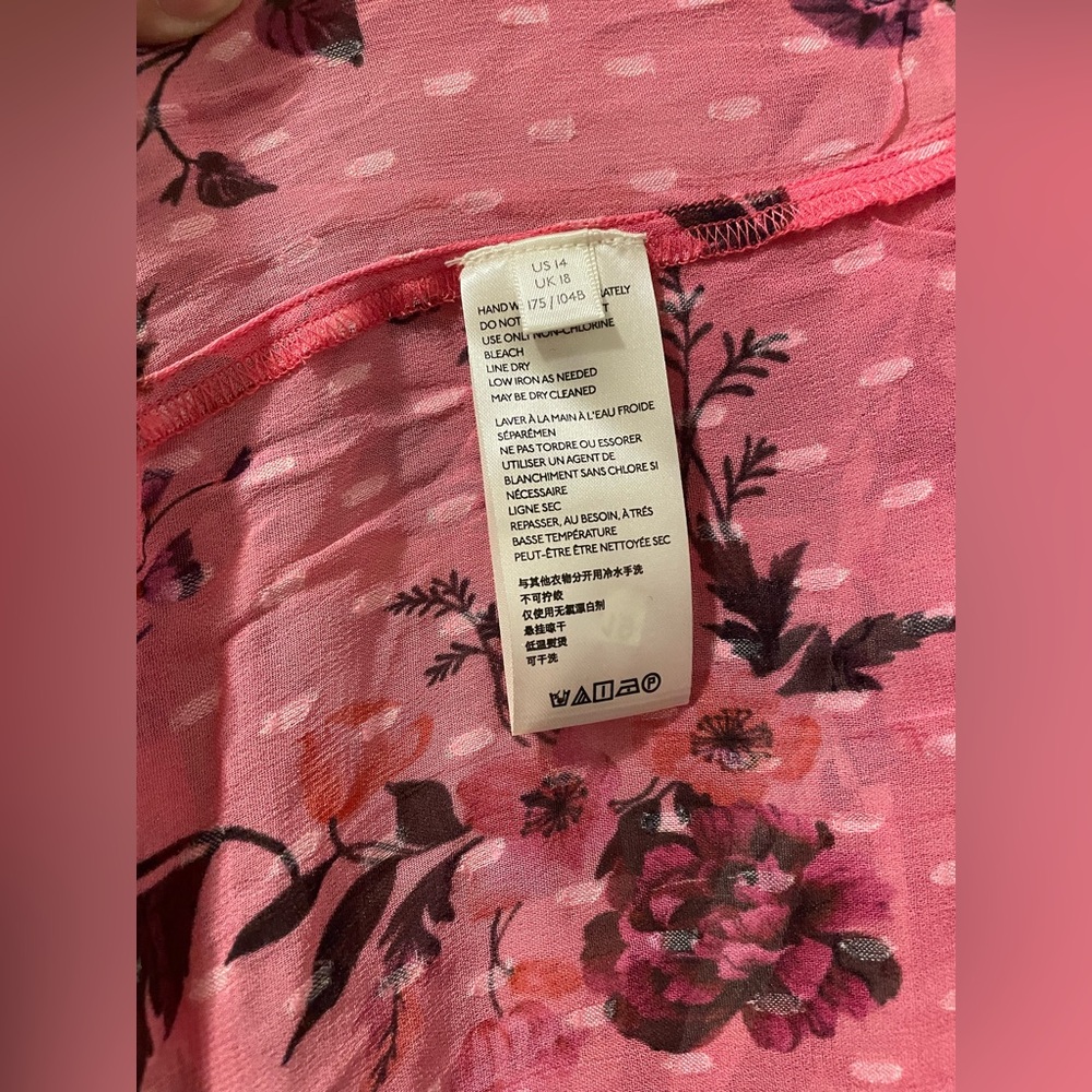 NWT Anthropologie Floral Long Sleeve Dress ~ Cream/Pink Gorgeous Fade Women’s 14 - Picture 4 of 15